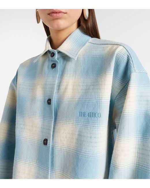 The Attico Blue Plaid Cotton And Wool Shirt