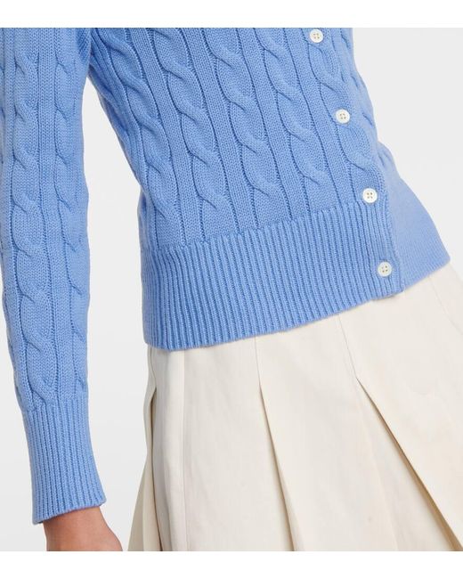 Polo Ralph Lauren Blue Polo Pony Cable-knit Cardigan
