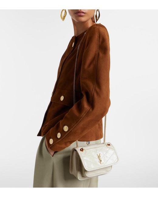 Saint Laurent Natural Niki Cassandre Mini Leather Shoulder Bag