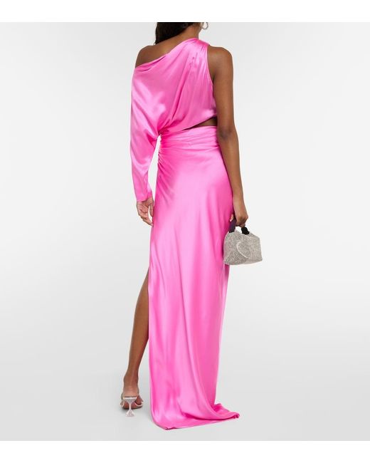 The Sei Pink Draped Cutout Silk Satin Gown