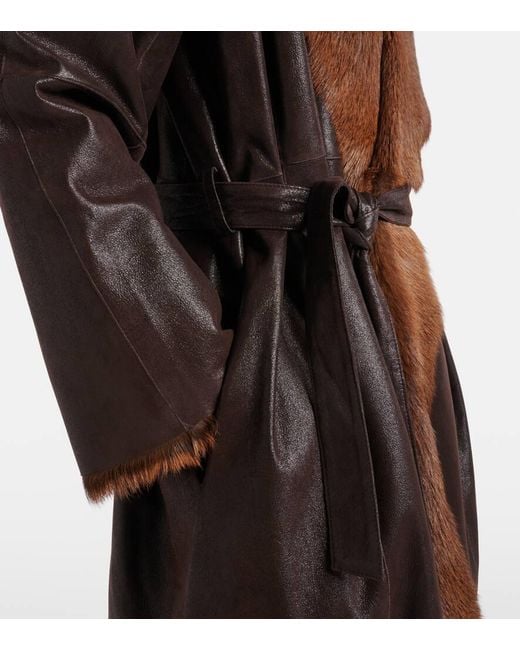 Abrigo Envolvente De Piel Con Borrego Magda Butrym de color Brown