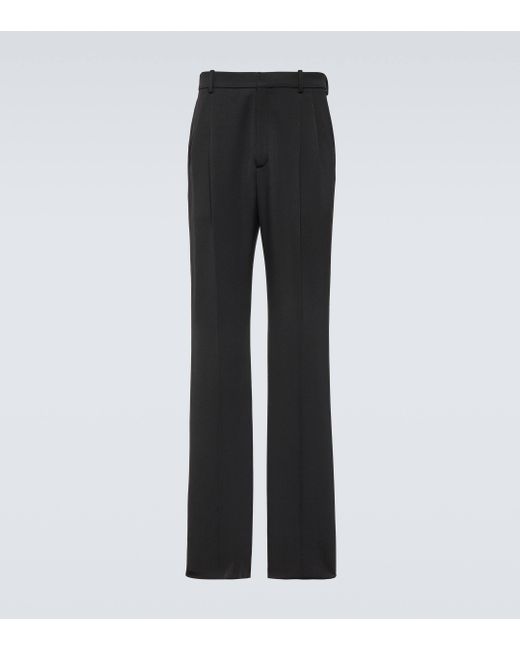Saint Laurent Black Pleated Grain De Poudre Wide-leg Pants for men