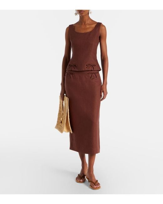Posse Brown Sabine Linen Top