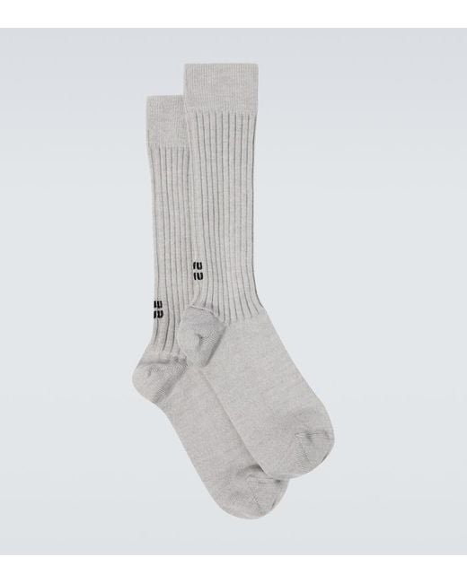 Miu Miu White Wool-Blend Socks for men