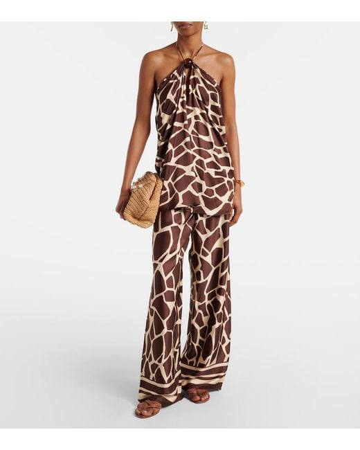 Faithfull The Brand Multicolor Jensen Animal-Print Satin Wide-Leg Pants