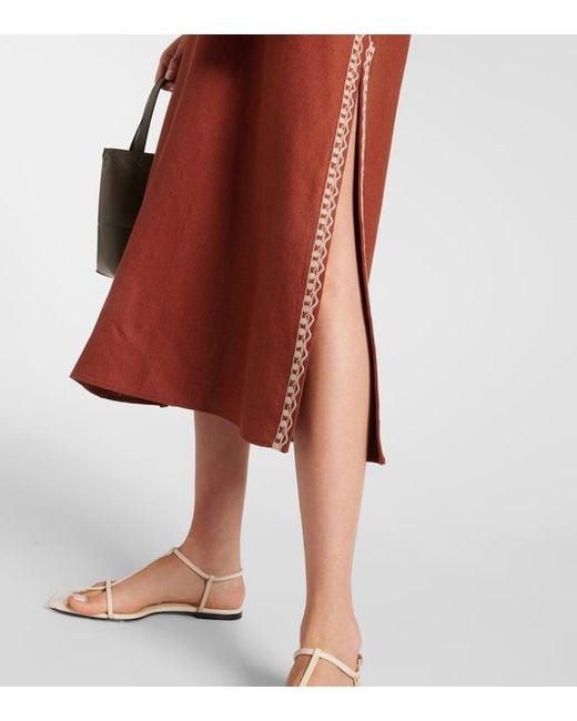 Loro Piana Faye Embroidered Linen Kaftan