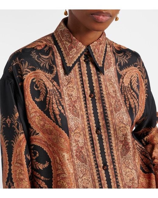 Zimmermann Brown Hypnotic Silk Shirt