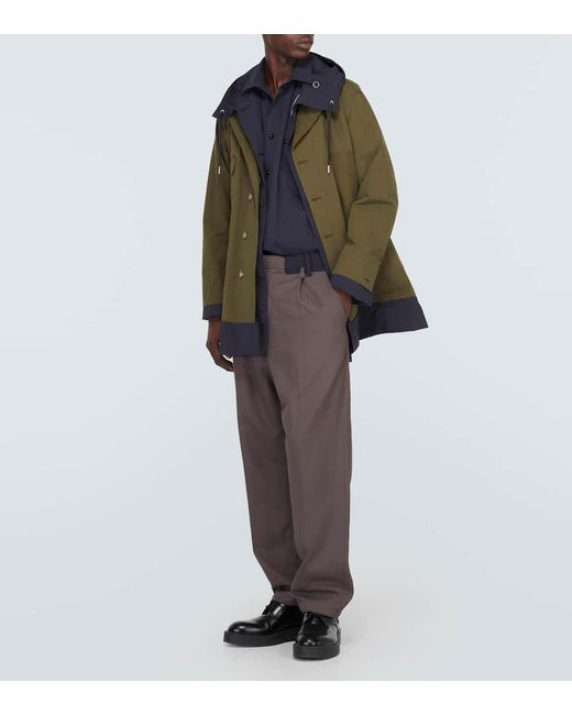 Sacai Green Reversible Cotton-Blend Ripstop Coat for men