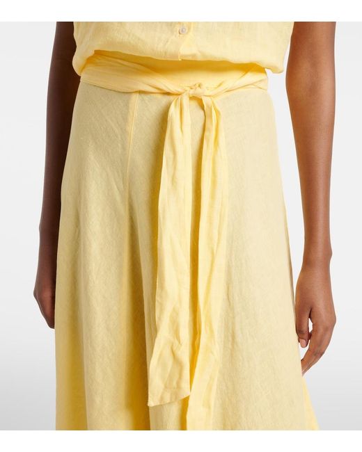 Velvet Yellow Malina Linen Midi Skirt