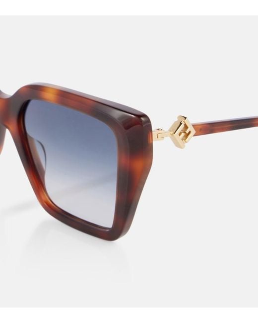 Fendi Blue Ff Diamonds Cat-Eye Sunglasses
