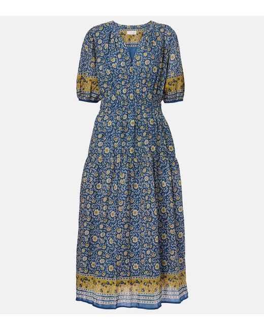 Velvet Blue Natalia Floral Cotton Maxi Dress