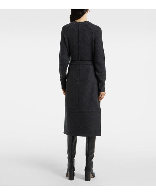 Plan C Black Sequined Wool-Blend Midi Skirt