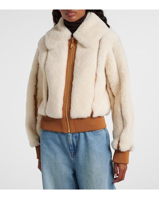 Zimmermann White Story Shearling Bomber Jacket