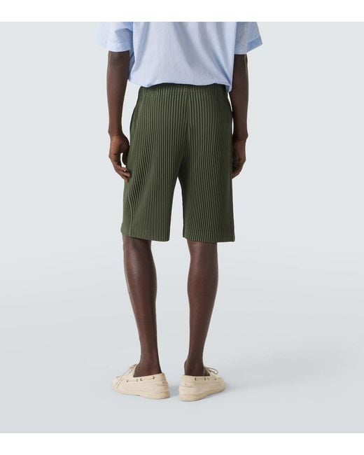 Homme Plissé Issey Miyake Green Color Pleats 2 Bermuda Shorts for men