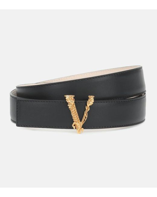 Versace Black Virtus Leather Belt