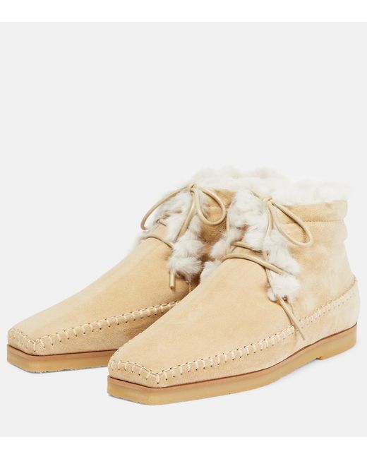 Totême  Natural Lace-Up Suede Moccasins