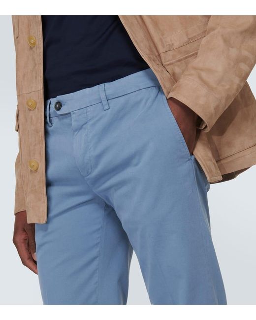 Pantalones chinos de sarga de algodon Canali de hombre de color Blue