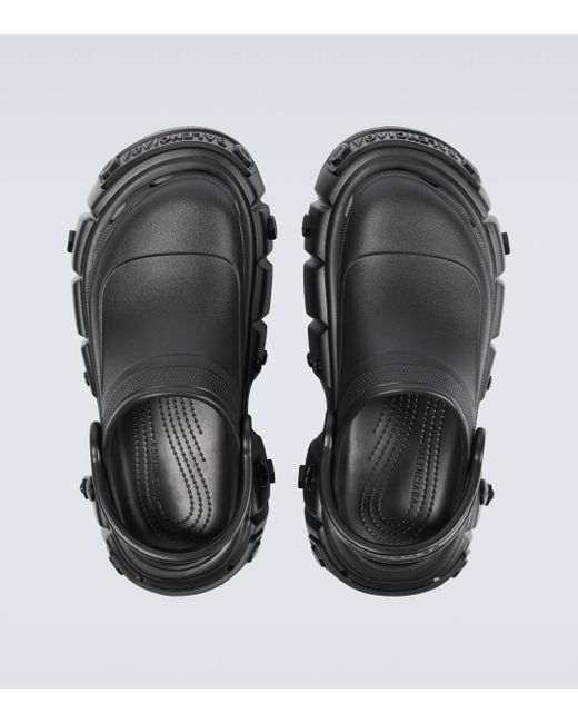 Balenciaga Black Rubber Platform Sandals for men
