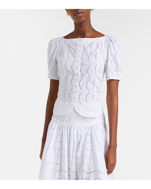 Polo Ralph Lauren White Broderie Anglaise Cotton Top