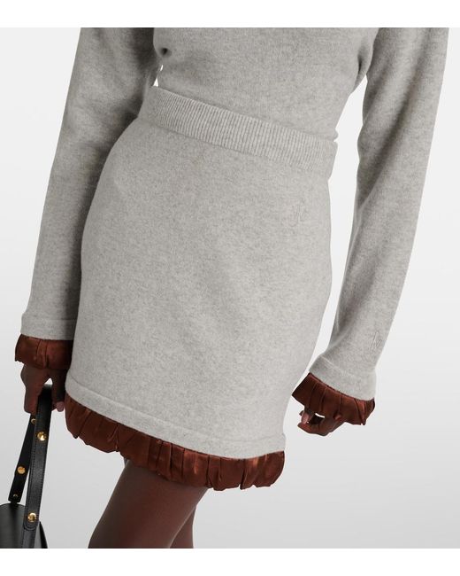 J.W. Anderson Gray Satin-Trimmed Wool-Blend Midi Skirt
