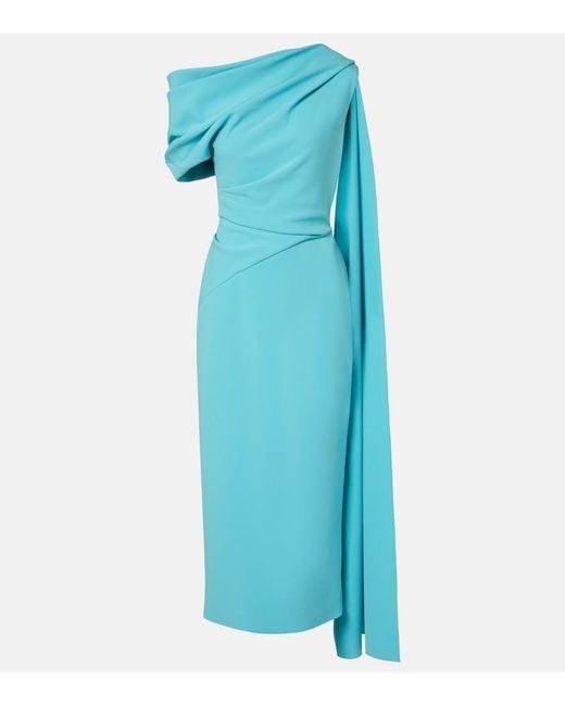 Roksanda Blue Maite Caped Crepe Midi Dress