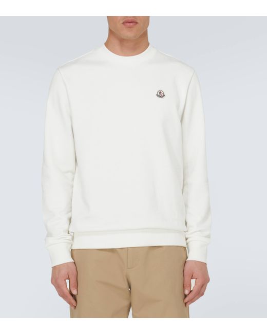 Moncler White Cotton Jersey Sweatshirt for men