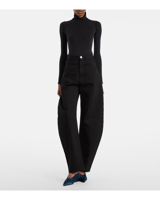 Alaïa Blue Cube Satin Wedge Mules