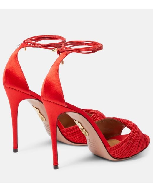 Aquazzura Red Bellini Beauty 105 Satin Sandals