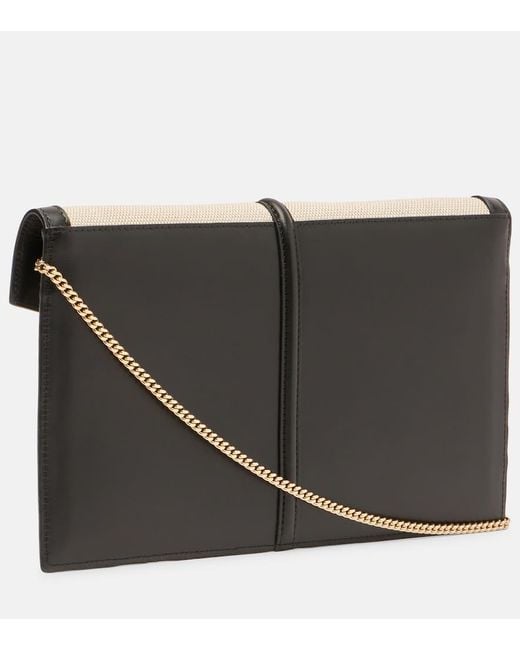 DeMellier London Natural Tokyo Leather-Trimmed Canvas Clutch