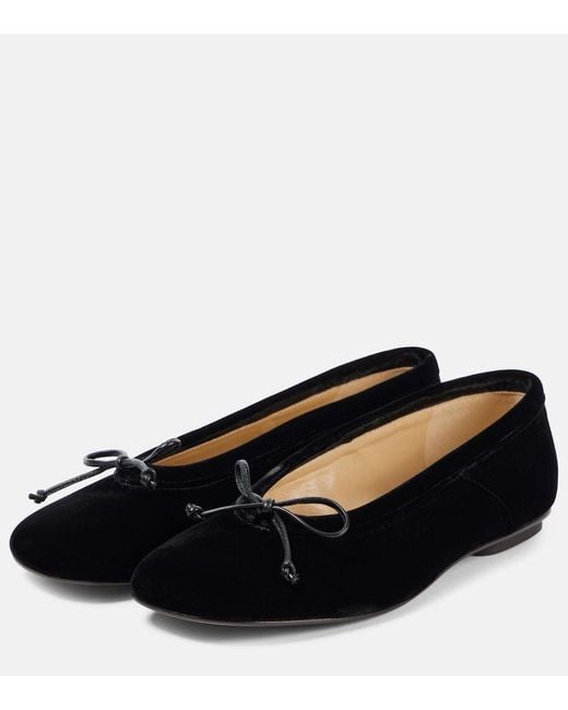 Le Monde Beryl Black Mica Velvet Ballet Flats