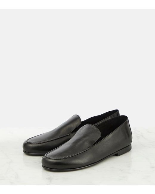 The Row Black Colette Leather Loafers