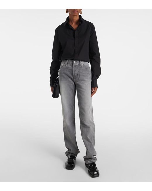 Re/done Gray High-Rise Straight Jeans
