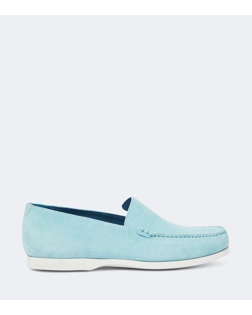 Manolo Blahnik Blue Monaco Suede Loafers for men