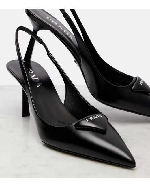 Prada Black Leather Slingback Pumps