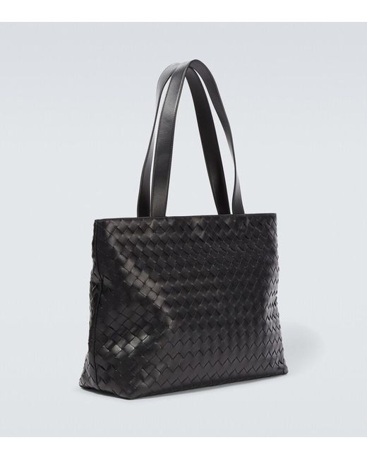 Bottega Veneta Black Intrecciato Small Leather Tote Bag for men