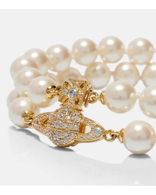 Vivienne Westwood Metallic Graziella Embellished Faux Pearl Bracelet