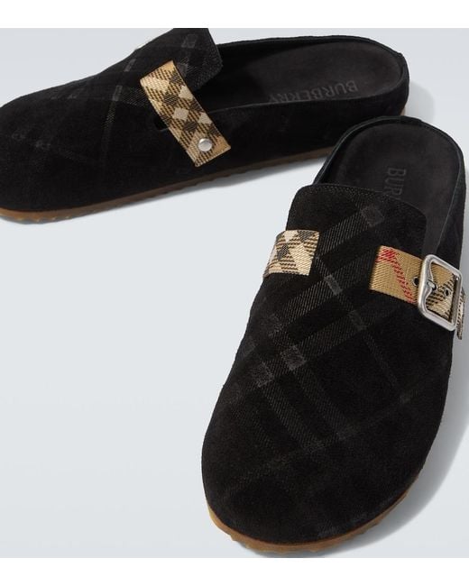 Burberry Black Urchin Suede Clogs for men