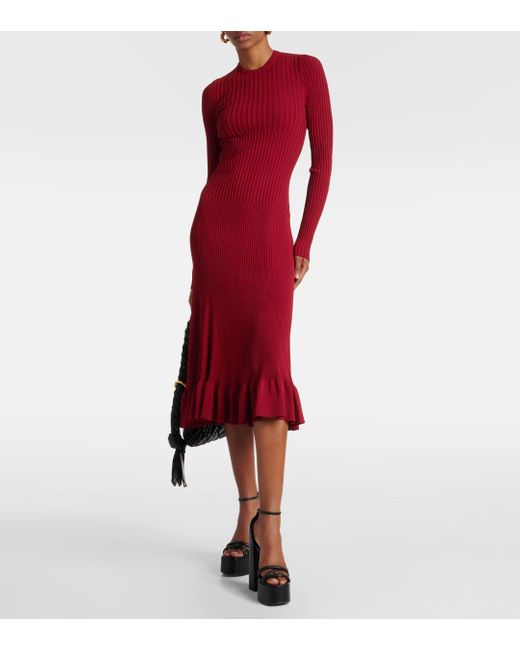 Altuzarra Red Seyrig Ribbed-knit Midi Dress