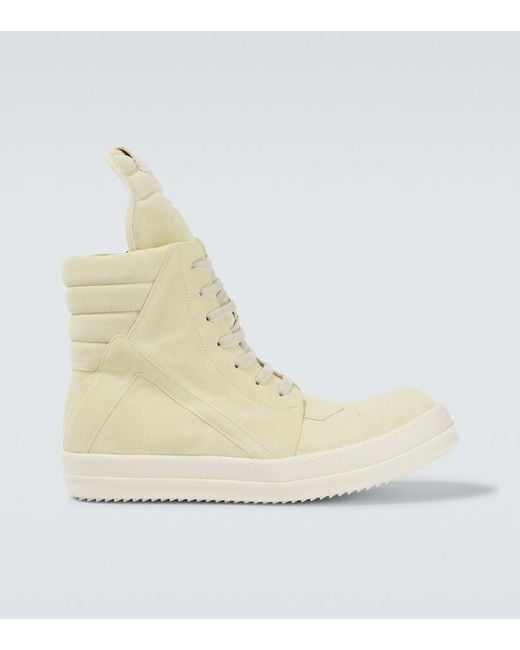 Rick Owens Natural Geobasket Suede High-Top Sneakers for men