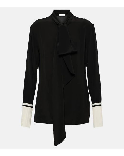 Blusa de crepe de seda con lazada Victoria Beckham de color Black