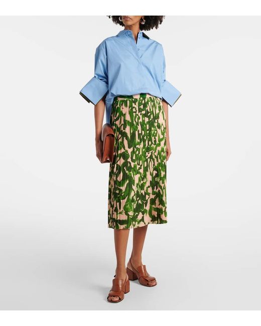Jupe Midi Imprimee Dries Van Noten en coloris Green