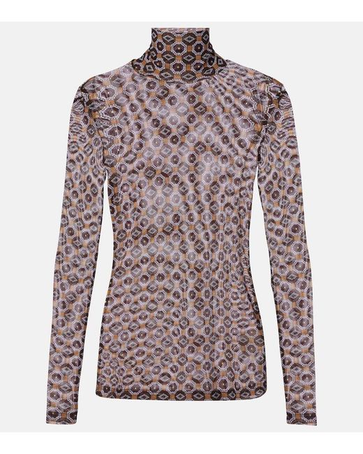 Dries Van Noten Purple Printed Turtleneck Top
