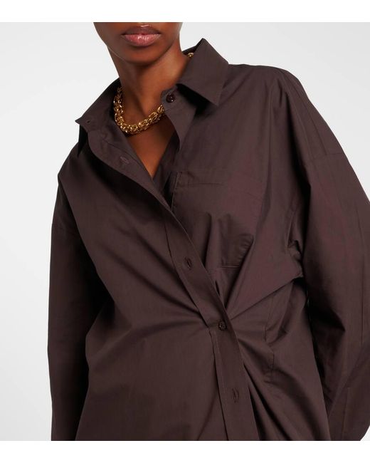 Frankie Shop Brown Ornella Oversized Cotton Shirt