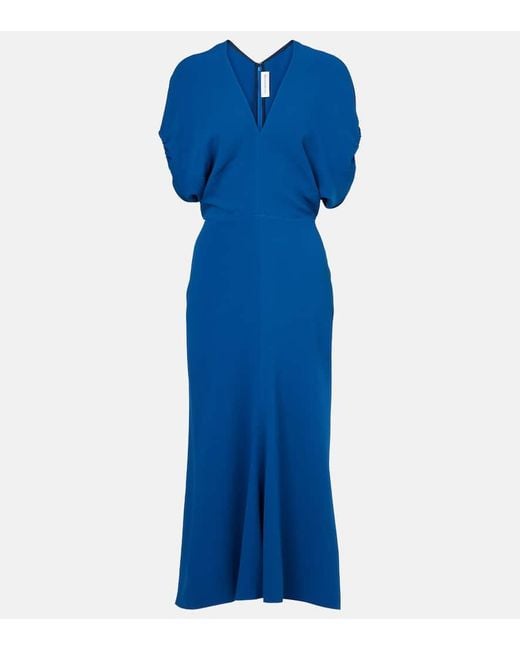 Robe Midi En Crepe De Satin Victoria Beckham en coloris Blue