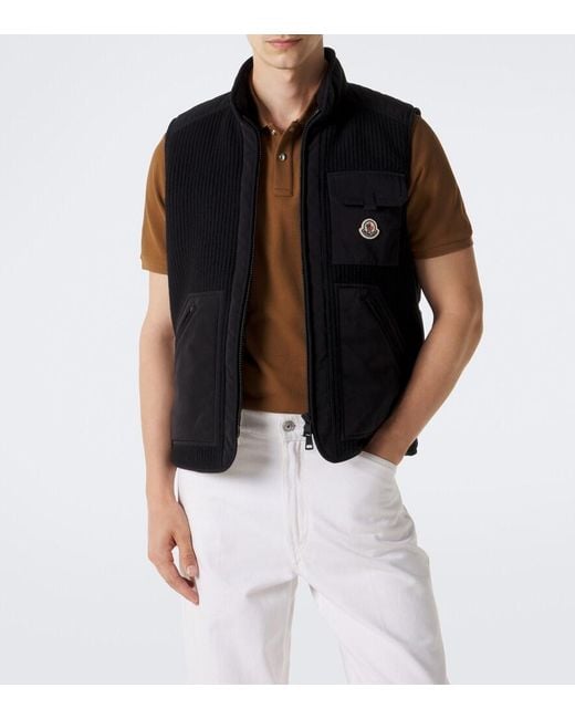 Moncler Black Lenevra Wool-Blend Down Vest for men