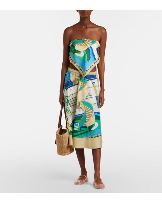 Tory Burch Blue Printed Silk Top