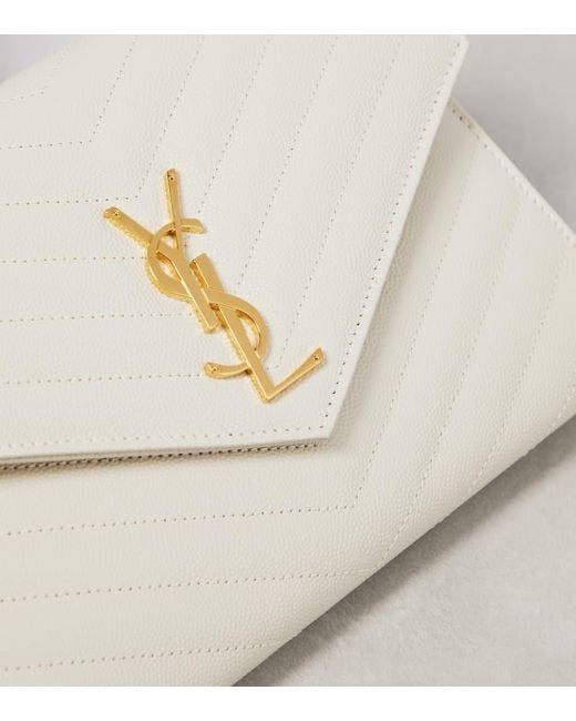 Saint Laurent White Portemonnaie mit Kettenriemen Cassandre aus Leder