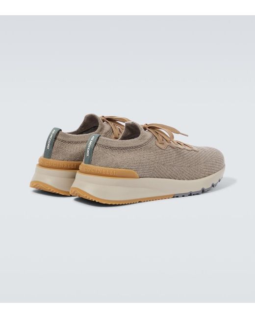 Brunello Cucinelli Gray Knit Sneakers for men