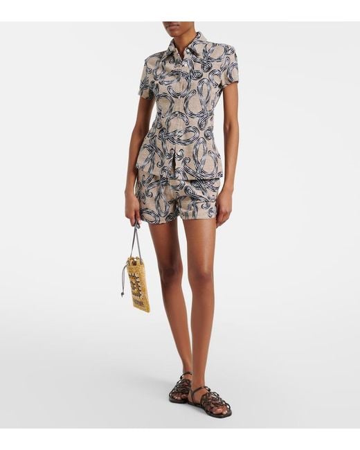 Loewe Gray Paula's Ibiza Anagram Cotton-Blend Shorts