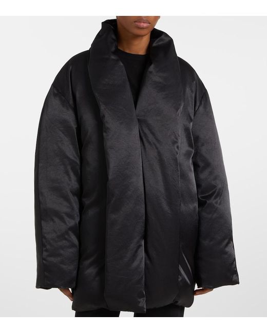 Totême Black Satin Puffer Jacket
